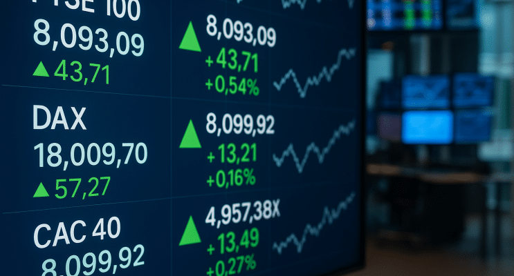 SKN | שווקי אירופה עולים כאשר מדד ה-FTSE 100 מוביל את העליות; ה-DAX וה-CAC מתחזקים בעדינות על רקע אופטימיות המשקיעים
