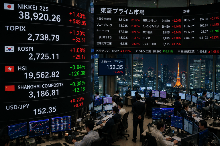 SKN | שווקי אסיה נסוגים ב־17 באפריל 2026 כאשר יפן יורדת ב־1.75% והראלי האזורי נעצר